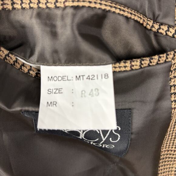 Club Room Men's 43R Double Breasted Sport Coat Wool Silk Gatsby Tan Brown Check - Picture 7 of 9